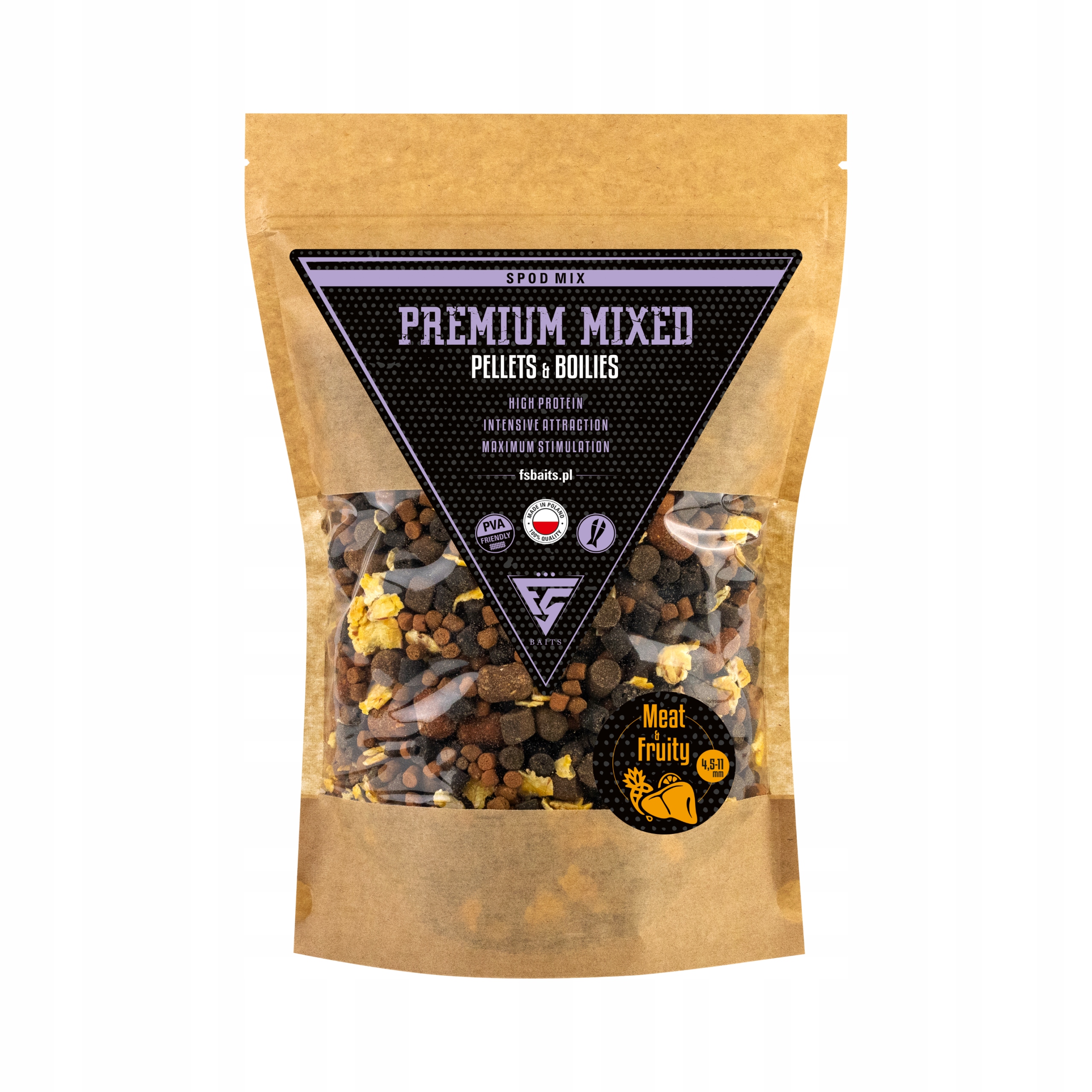 Fs Baits Spod Mix Meat & Fruity 4,5-11mm Mieszanka pelletów 1,5 kg