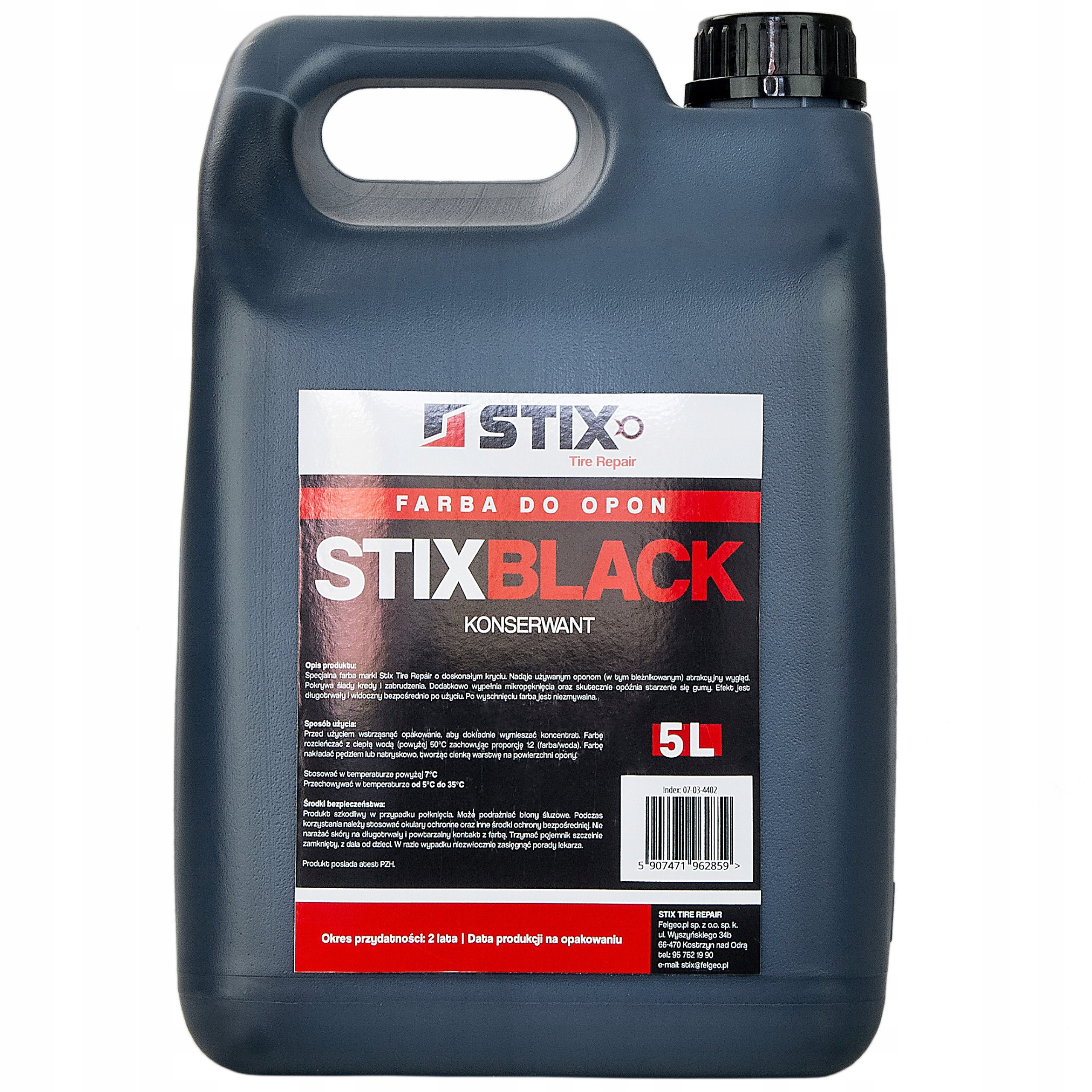 Černidlo Stix Black Konzervant Barva Pro Obnovu Znečištěných Pneumatik 5 L