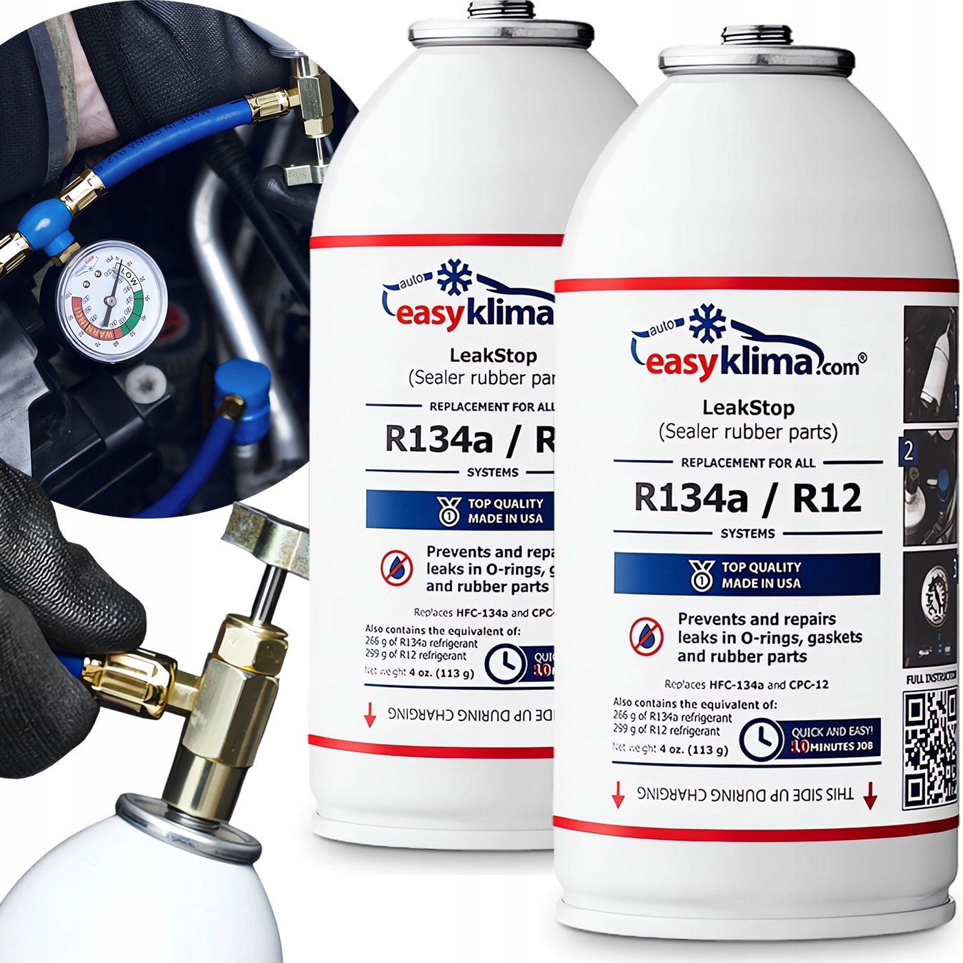 2x Tesniaci prostriedok plyn na plnenie klimatizácie v aute R134A R12 Faktor