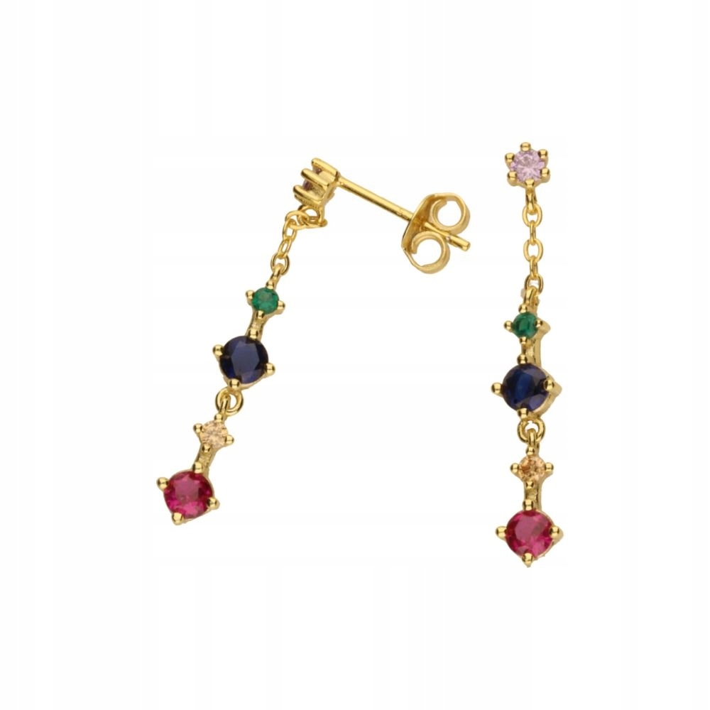 Stříbrné náušnice 925, pozlacené s barevnými zirkony