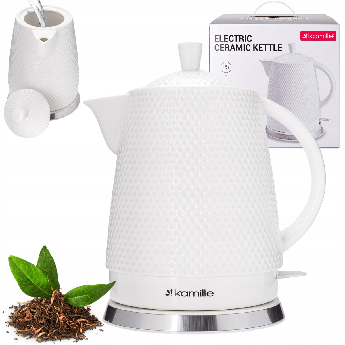 Keramická Bezdrátová Rychlovarná Konvice Kamille 1200 W 1,5 L bílá
