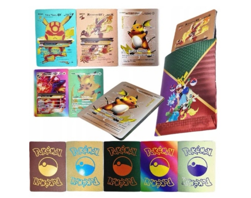 

Kolorowe Złote Kolekcjonerskie Karty Pokemon 10szt
