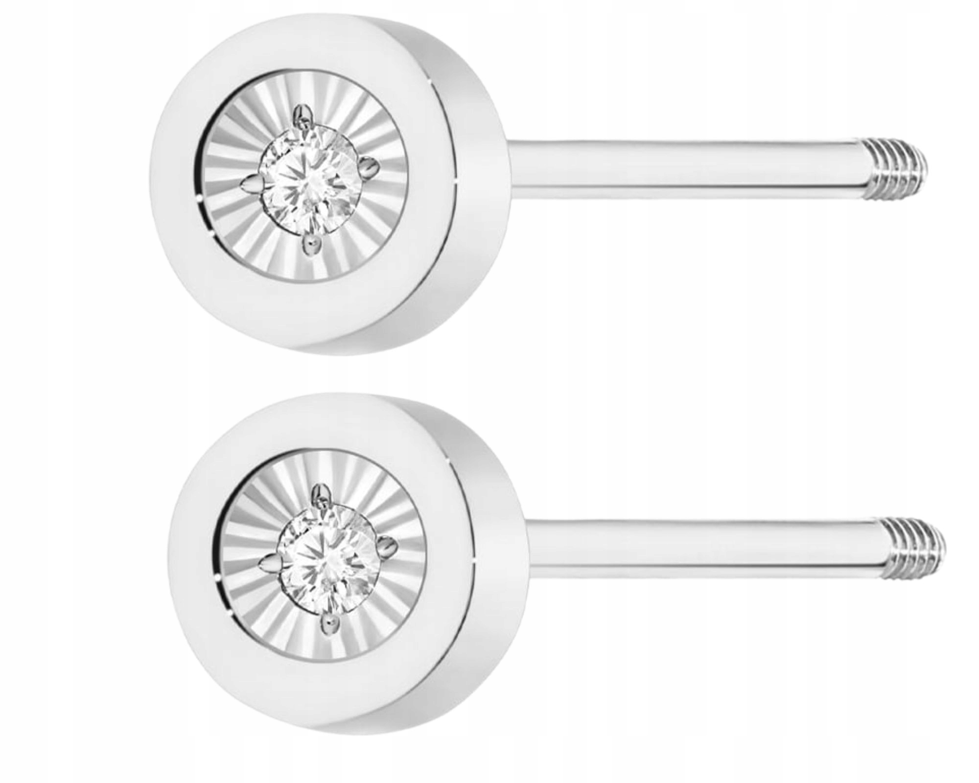 Bílé Zlaté Náušnice S Briliantem, Kulaté, Klasické, Šroubovací Náušnice 585