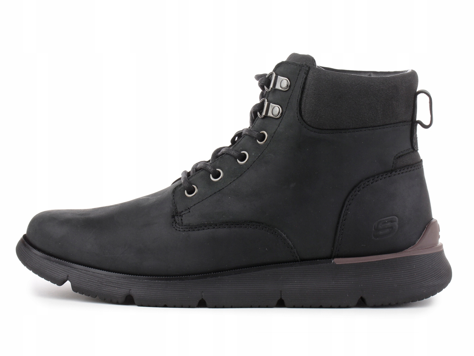 Pánské boty Skechers Augustino 205228-BBK nad kotník kožené, černé, podzimní