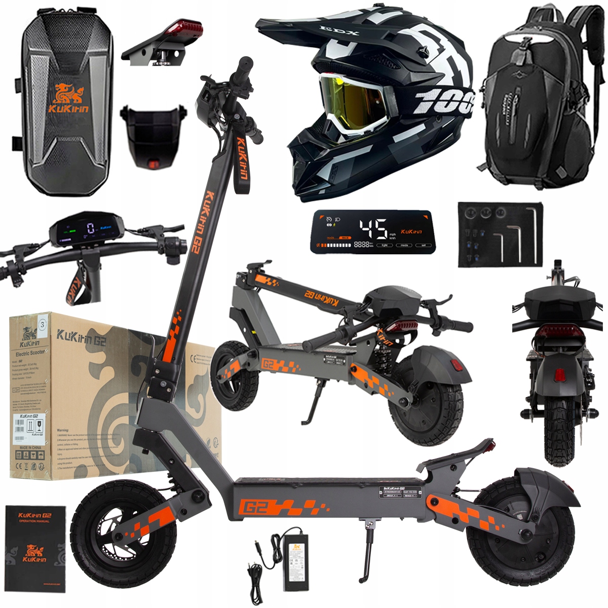 Kukirin G2 2026 Nové skládací elektrické vozidlo 1200W 45KM/H 15Ah 48V 10"