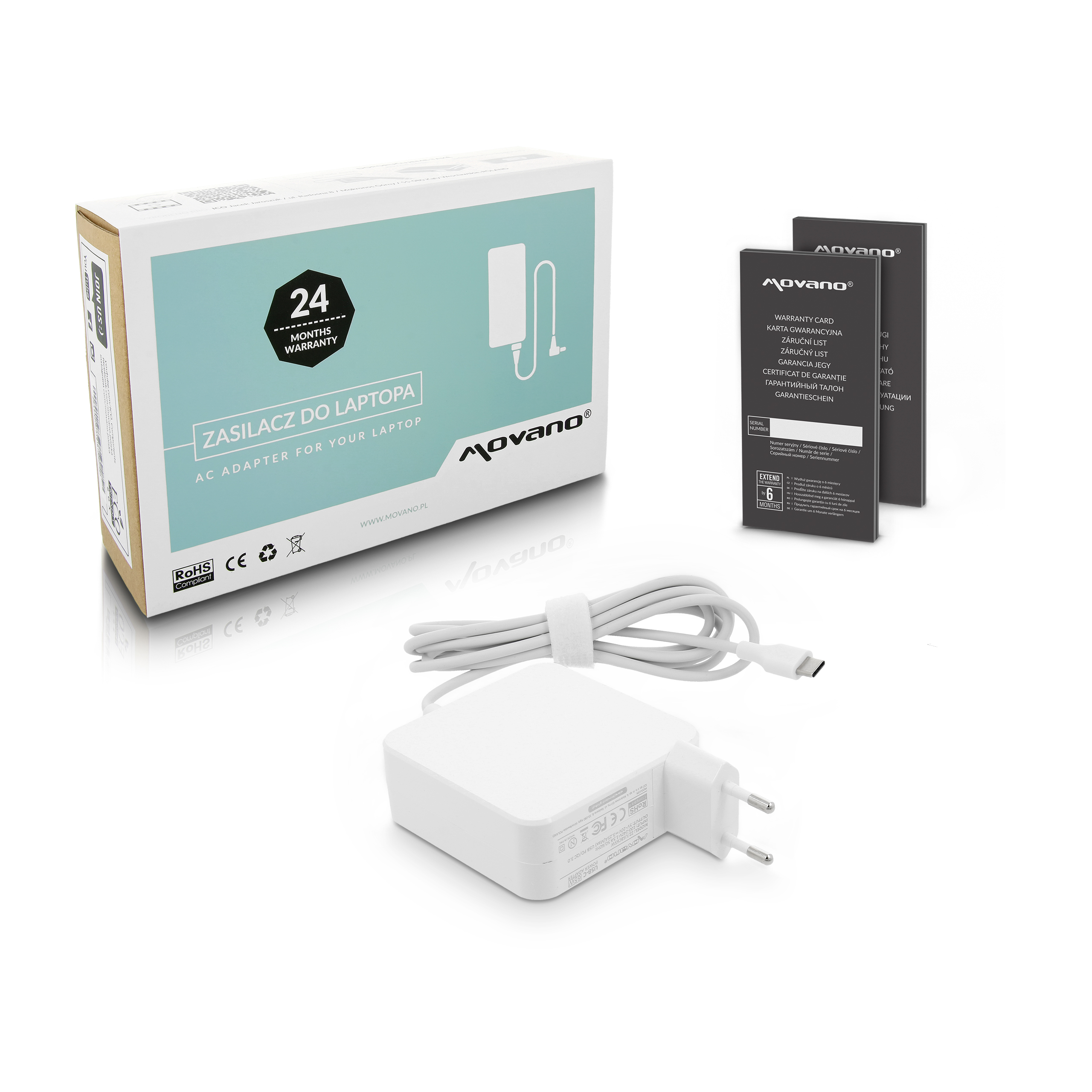 Zasilacz Movano 65W Usb type C Usb-c Ac 100-240V