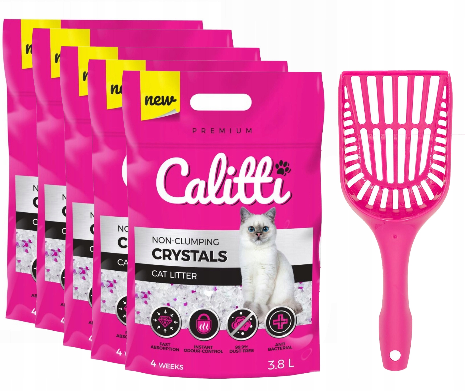 Levně Calitti Crystals 5x3,8L Silikonové stelivo pro kočky