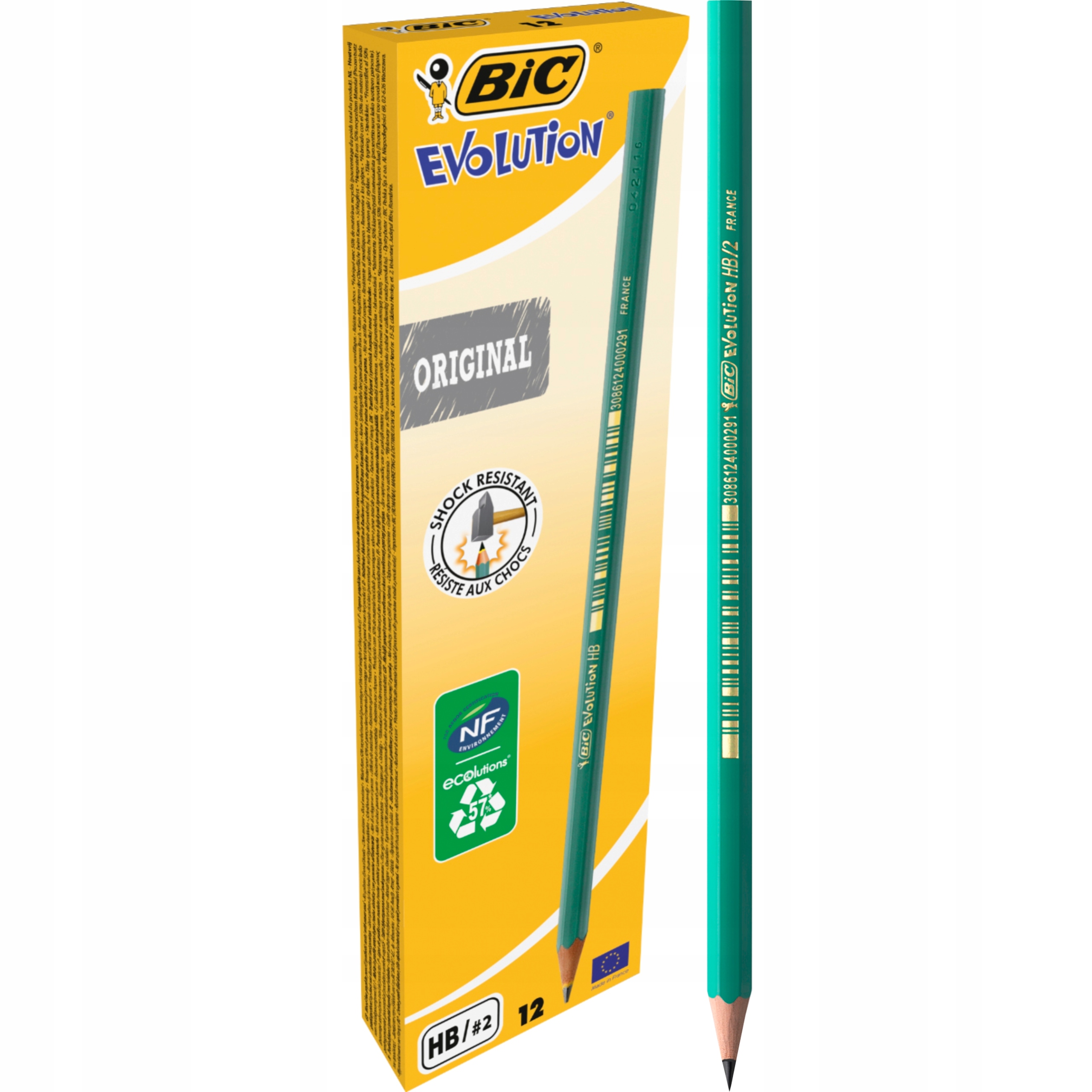 Ołówek niełamliwy zielony bez gumki BIC Evolution Eco twardość HB 650 12szt