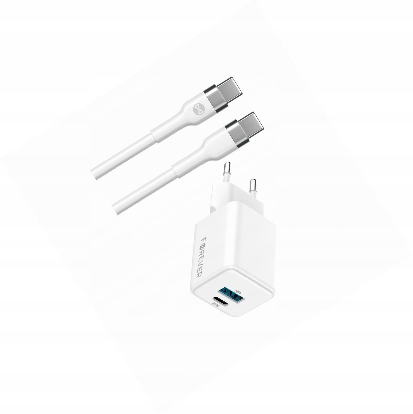 Szybka ładowarka GaN 20W Usb i Usb-c z kablem do Samsung Galaxy S24 Ultra