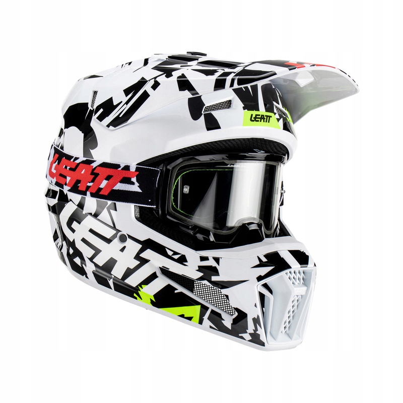 Zestaw Kask Leatt Moto 3.5 V23 Gogle Velocity 4.5 Zebra Połysk Rozmiar L