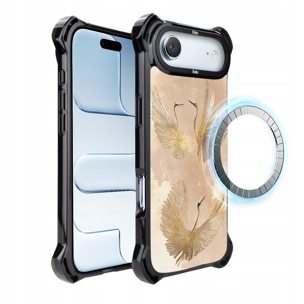 Pouzdro pro iPhone Air Ibizu DropGuard Ultra s MagSafe, Boho, Zlaté jeřáby