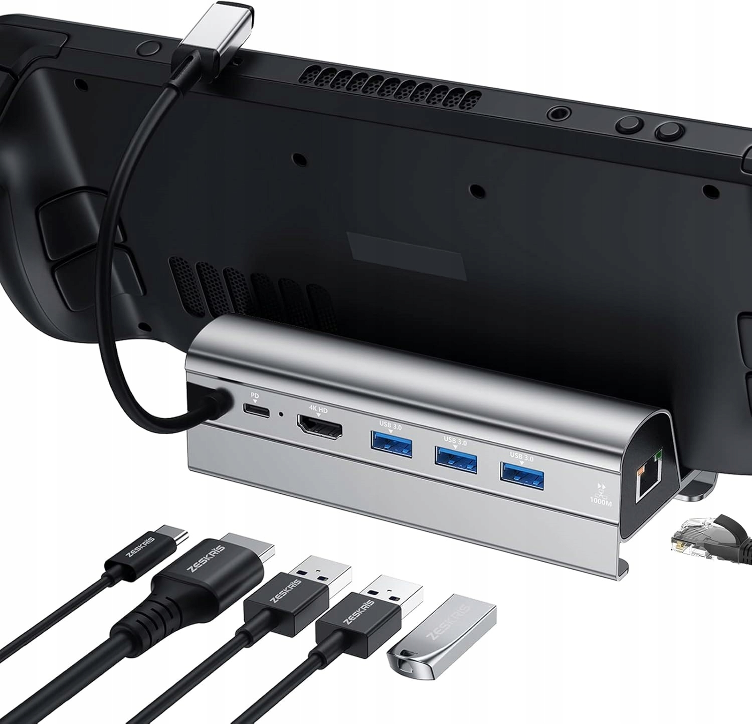 Stacja dokująca Steam Deck 6w1 4K HDMI USB-C Ethernet 1000 Mb/s 100W