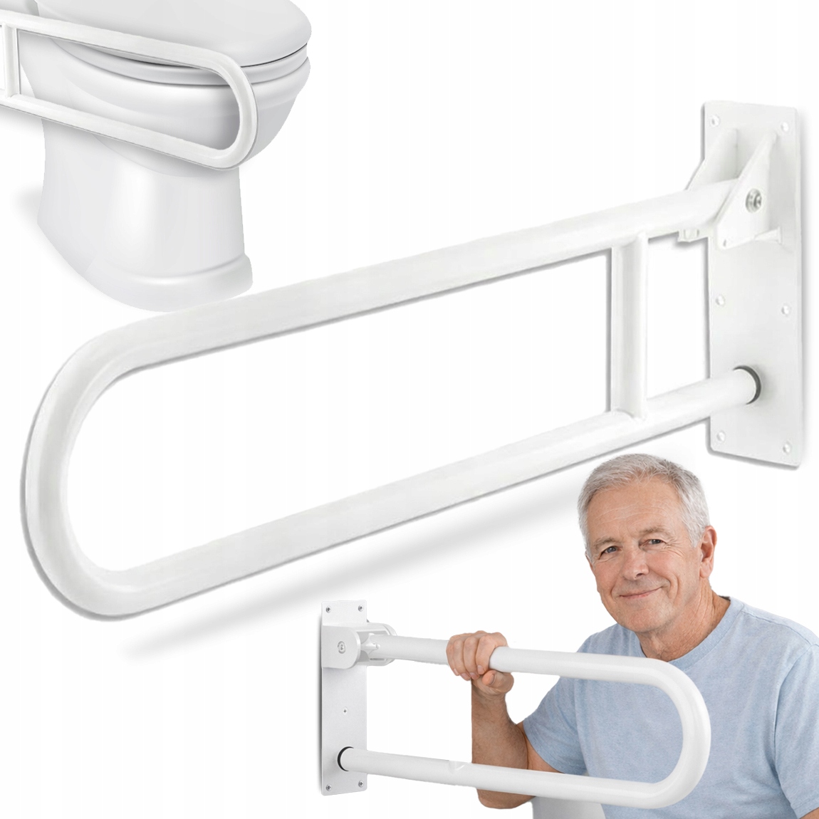 Uchwyt Pomocniczy Dla Seniora Niepełnosprawnych Łazienkowy Składany 200KG