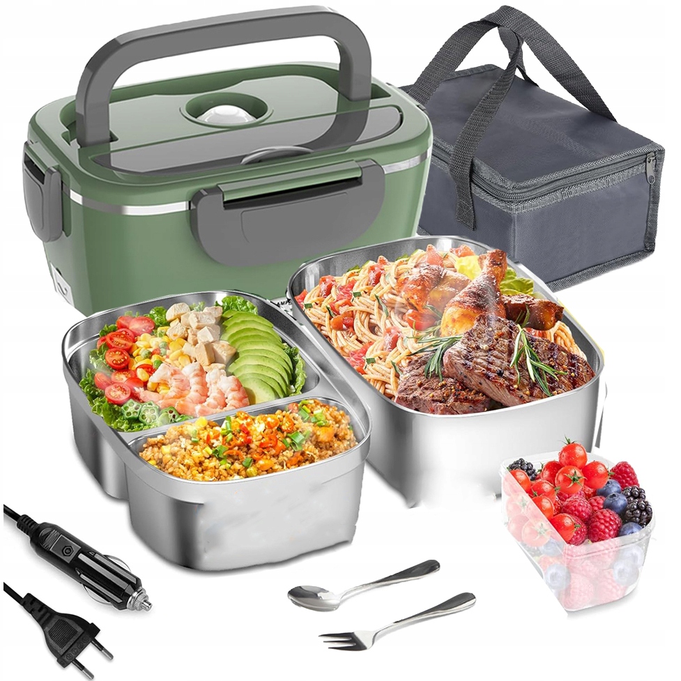 Elektrický Obědový Box S Víkem Odolným Proti Vytečení 2x 1,5L Nerezová Nádoba