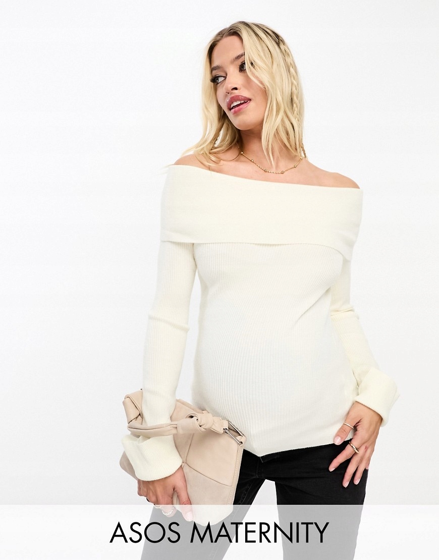 DESIGN MATERNITY SWETER Z ODKRYTYMI RAMIONAMI S Rozmiar S