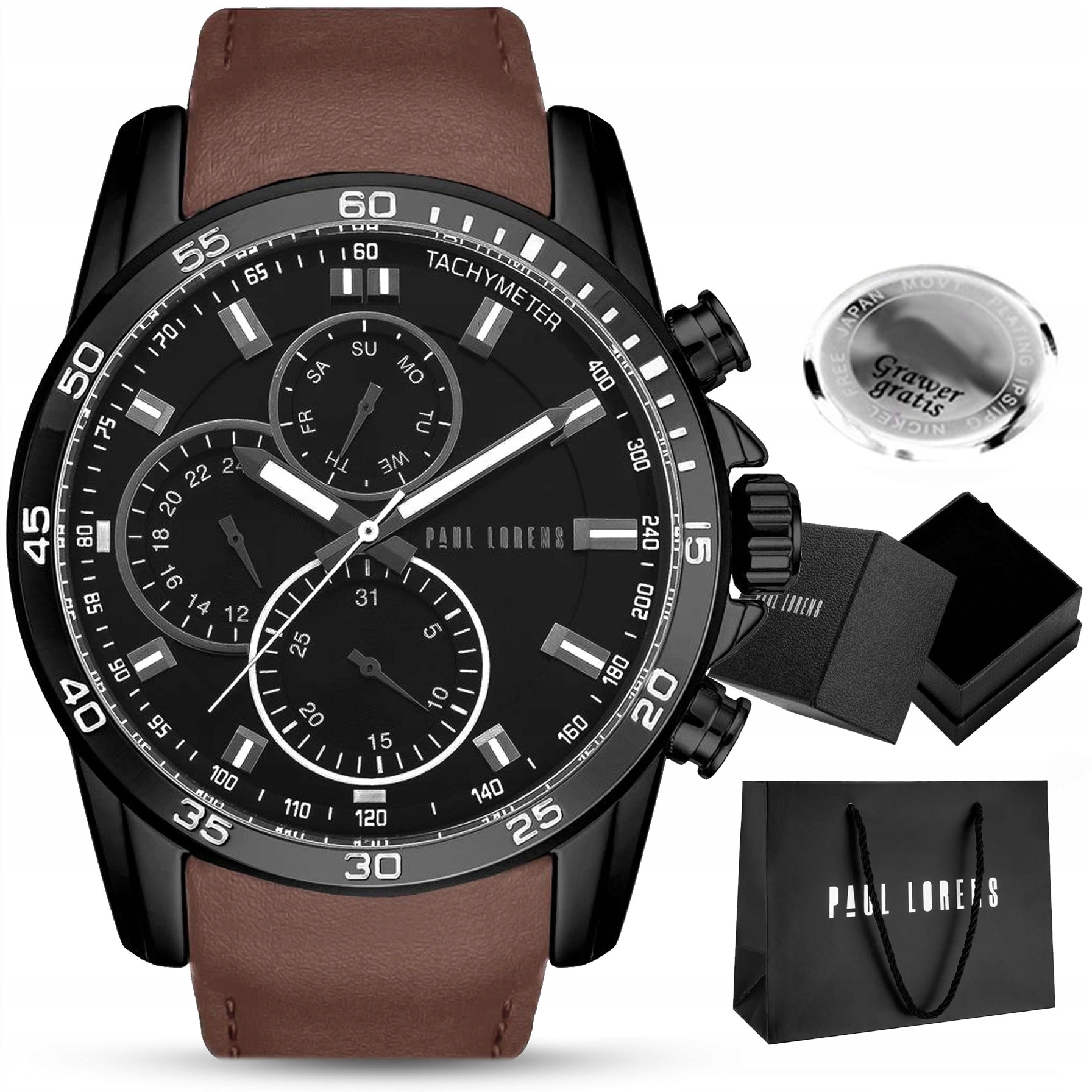 Pánské hodinky Paul Lorens Matias Elegantní, Multidatovník Gravírování