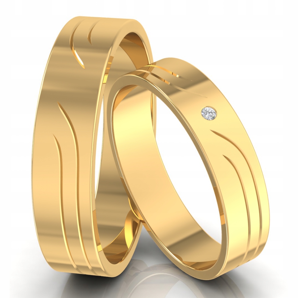 PŁASKIE OBRĄCZKI ŚLUBNE Z NACIĘCIAMI ZLOTO 333