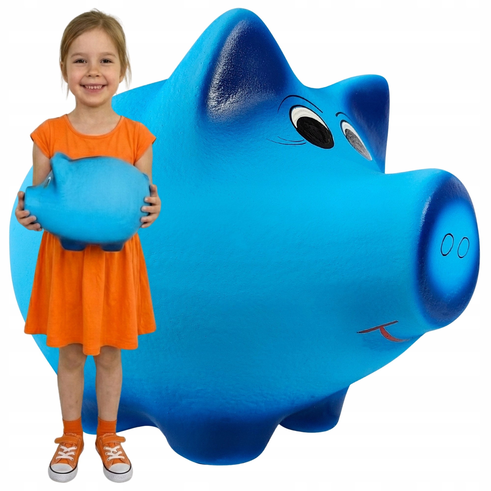 Velká pokladnička XL Modrá pro chlapce a dívku, Keramická, ručně vyrobená