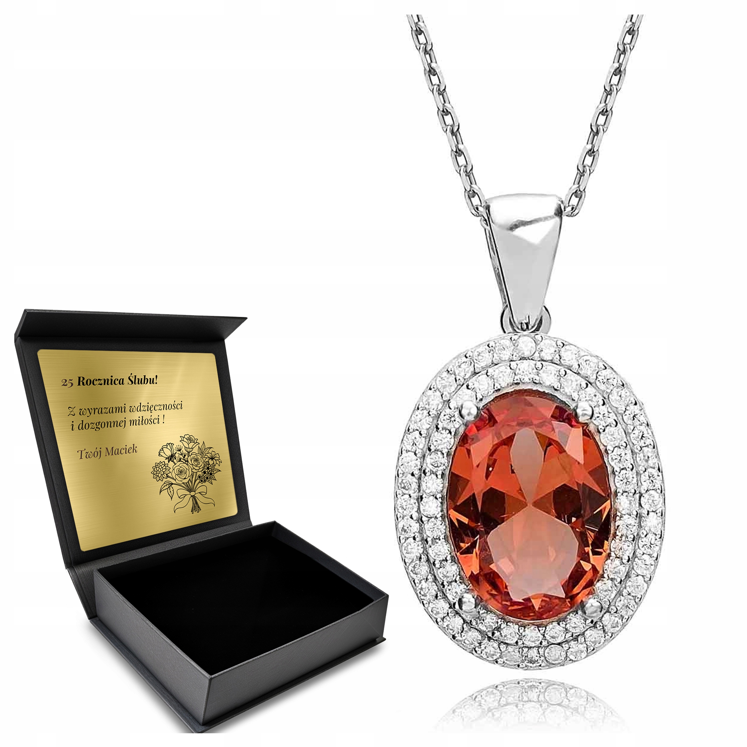 Stříbrný Náhrdelník 925 Zirkony A Zultanit Dárek pro ženu Gravírování