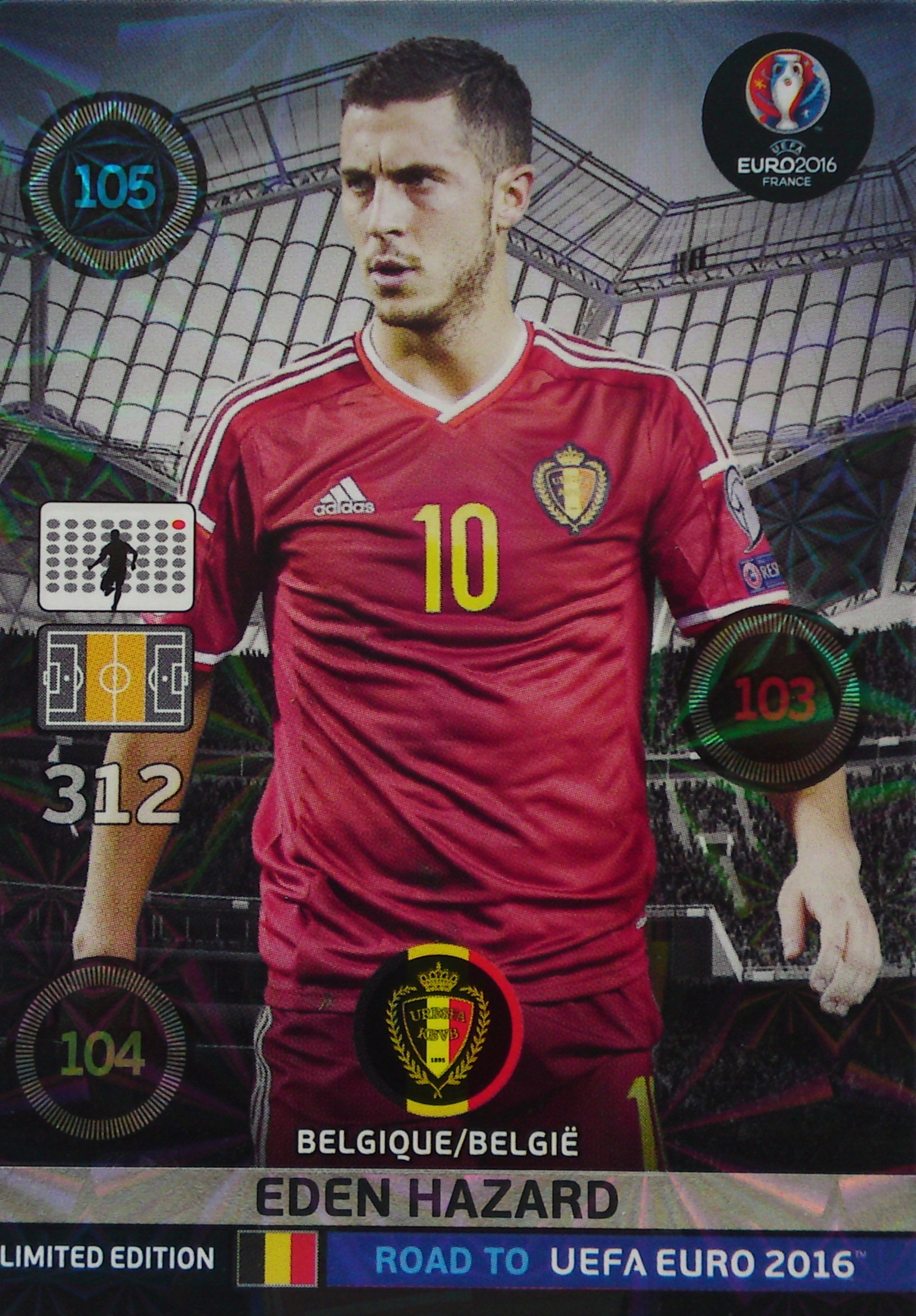 Road To Uefa Euro 2016 Hazard Limited Edition XXL karta piłkarska