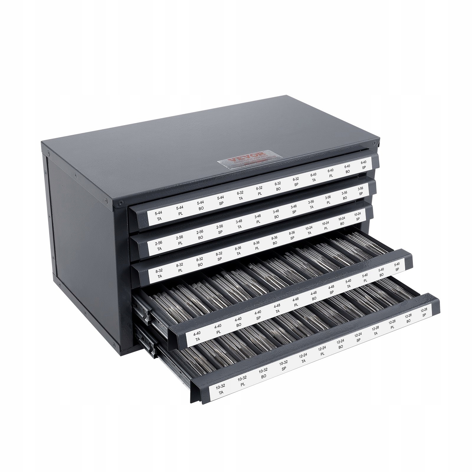 Ocelová organizační skříňka na závitníky 5 Zásuvek 60 komor