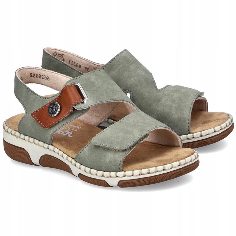 Dámské sandály na suchý zip Rieker 66280-52 Green olivově zelené Vel. 37