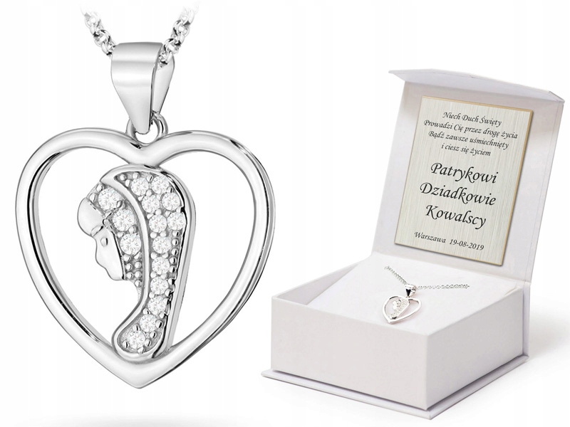 50cm Stříbrný Řetízek ryzost 925 s medailí Matka Boží v Srdci Gravírování