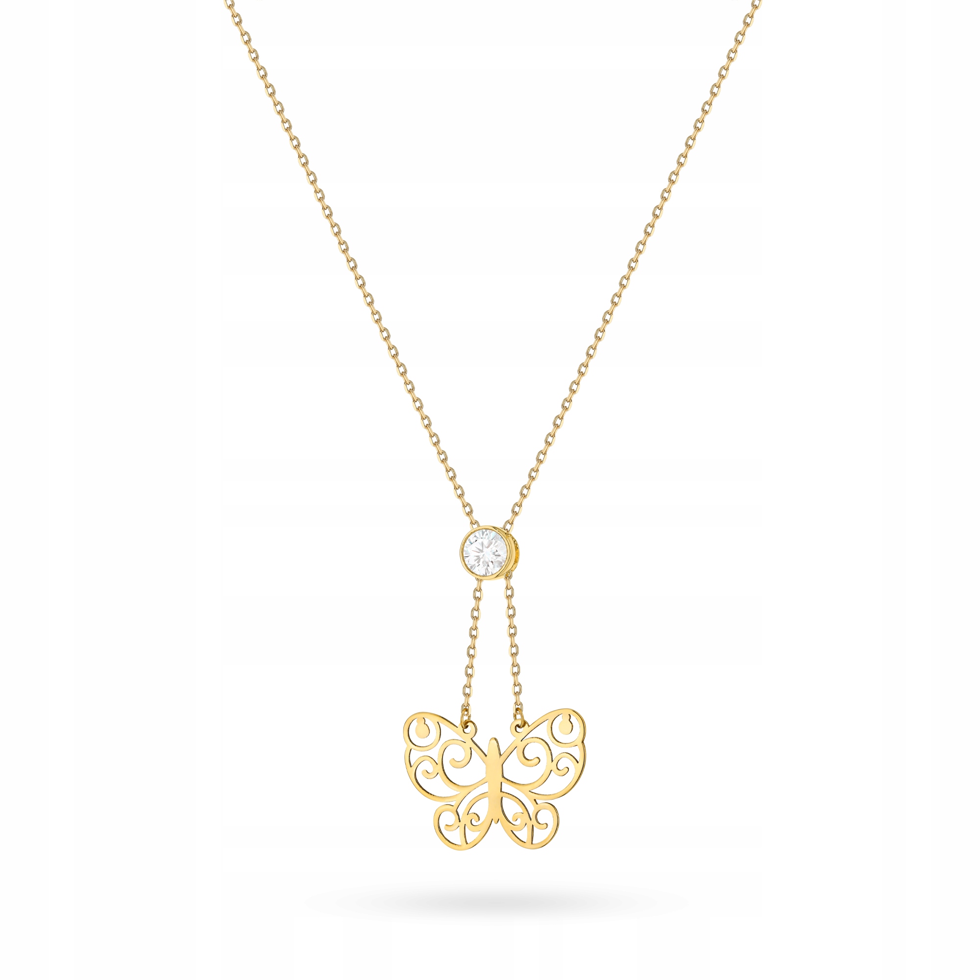 Dámský Řetízek 585 s prolamovaným motýlem a Zirkon 14k