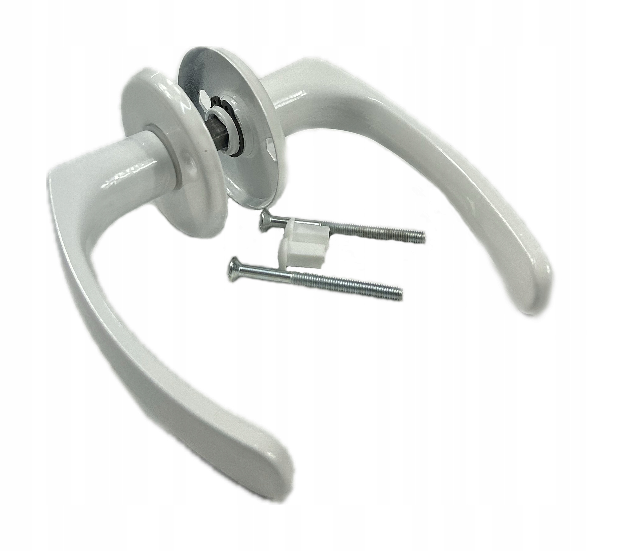 KLAMKA DRZWIOWA BIAŁA ALUMINIOWA WEWNĘTRZNA DO DRZWI OKRĄGŁY SZYLD