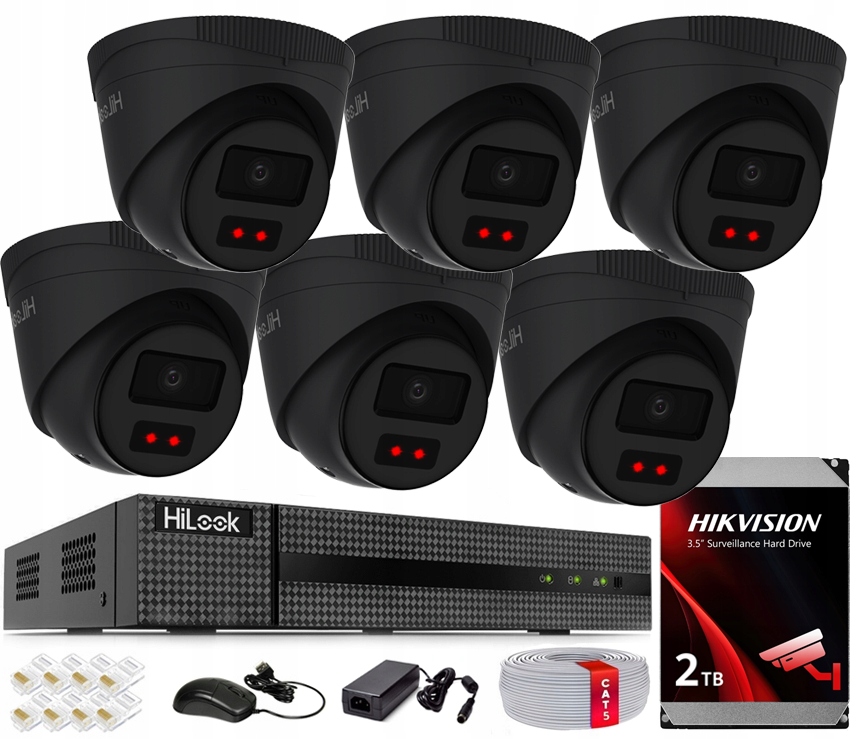 Sada pro monitorování 6 kamer IPC-T241H-C Black 4MPx Externí disk 2TB