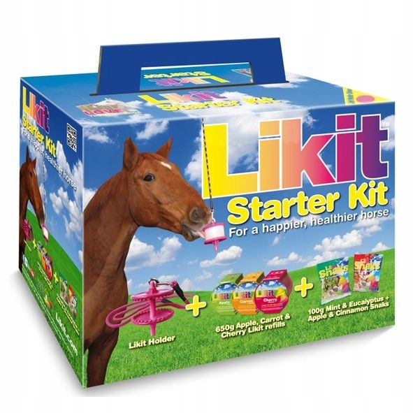 Sada pro koně Likit Starter Kit fialový držák lízátka a pamlsky