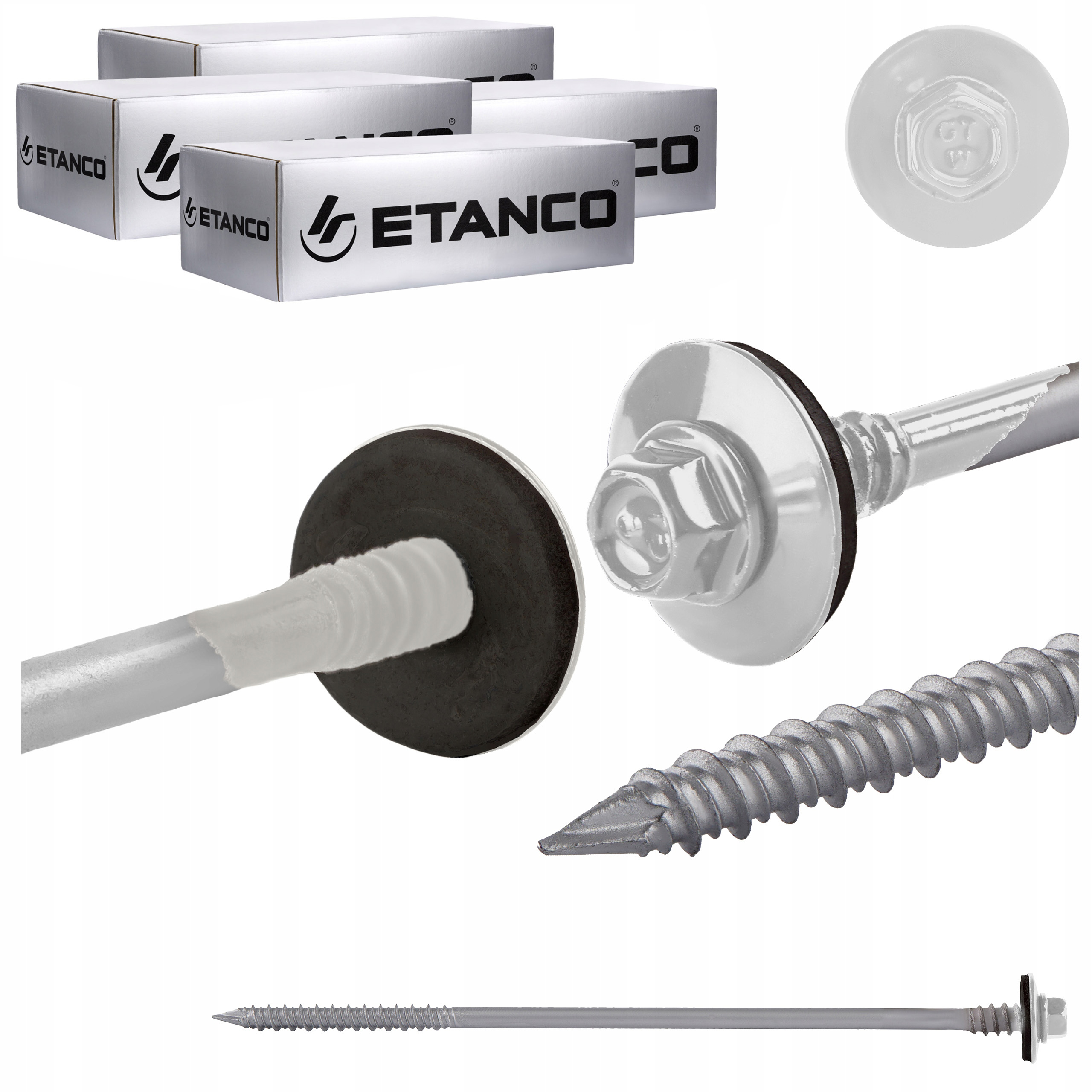 Šrouby do sendvičové desky 190 mm Ral 9010 400s pro dřevo betonu Etanco Gtrw