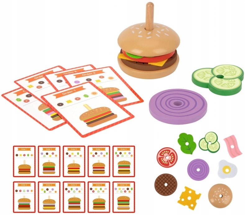 

Woopie Green Drewniany Burger Układanka Klocki 15