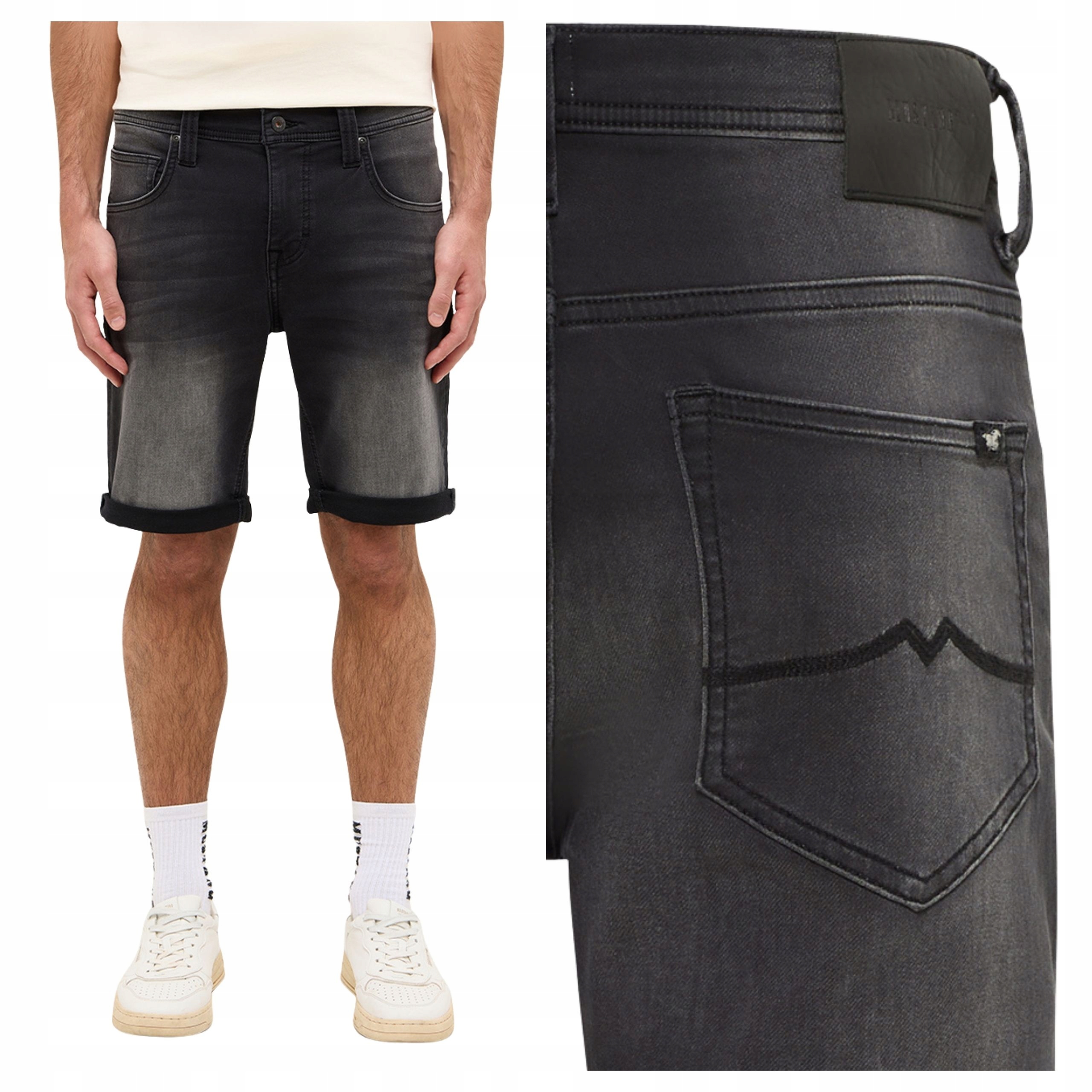 Pánské šortky Mustang Chicago Shorts Z Denim Black Pohodlné W35