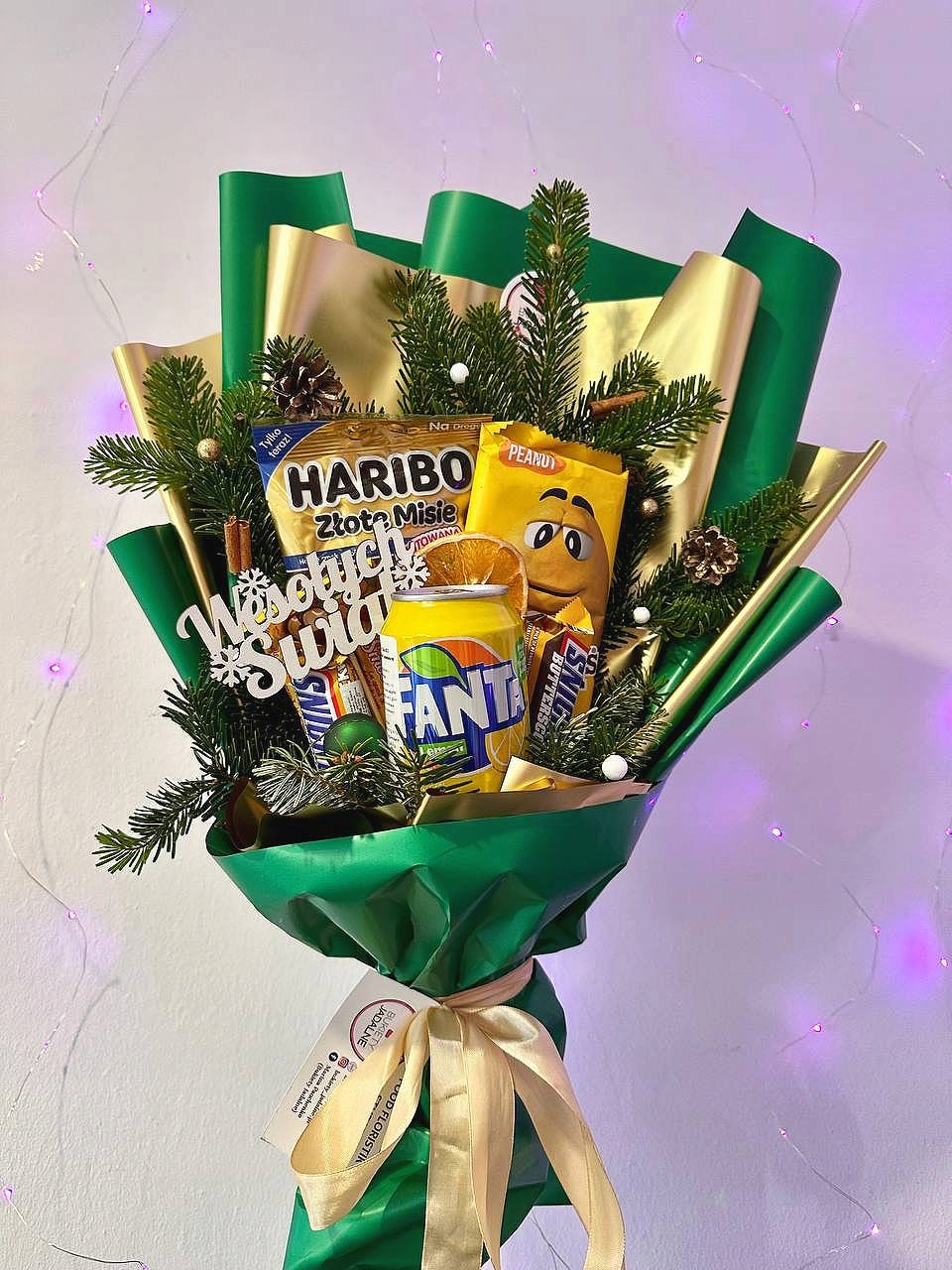Zelená vánoční jídelní kytice na Mikuláše, Vánoce, dárek