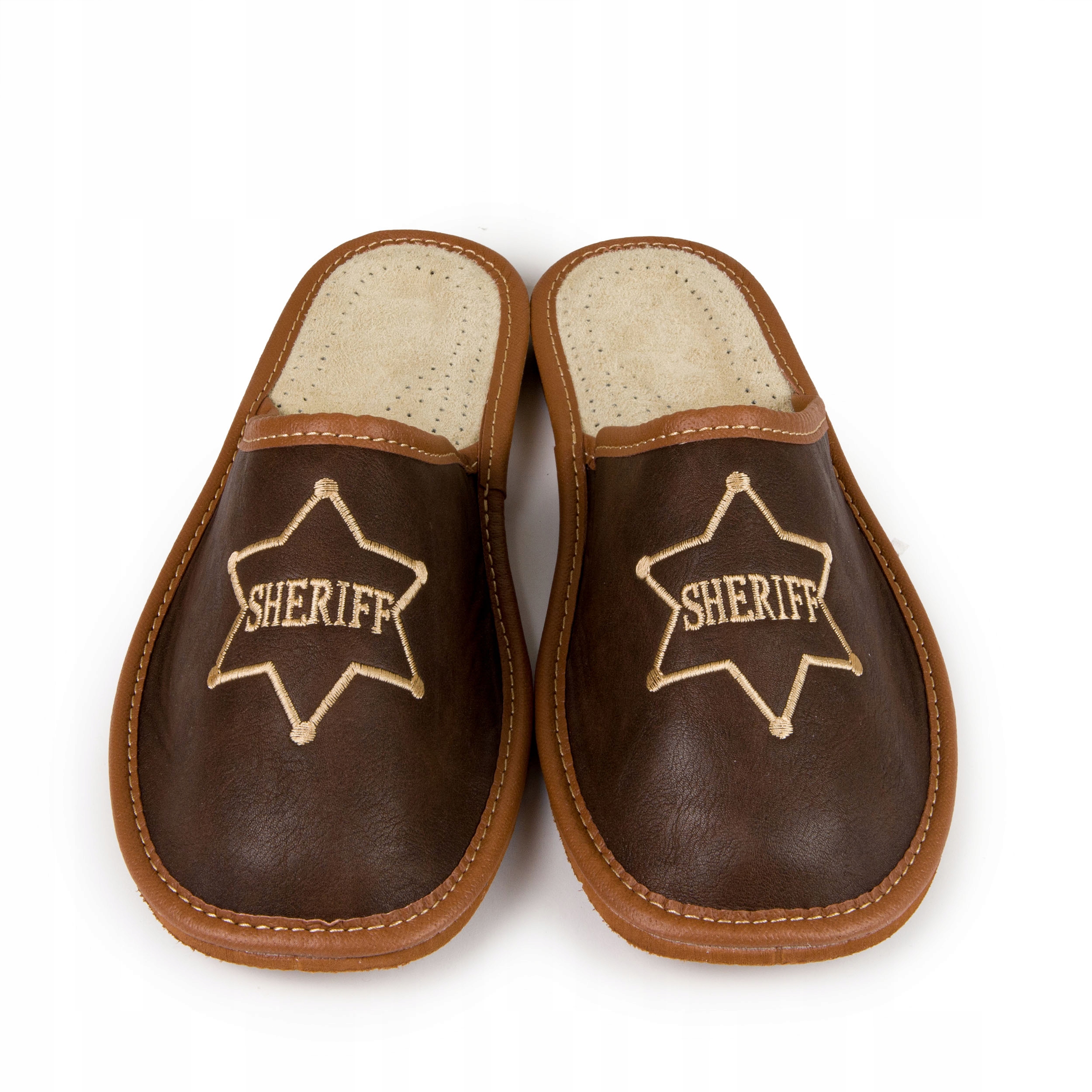 

Męskie Kapcie Skóra Śmieszne Laczki Klapki Szeryf