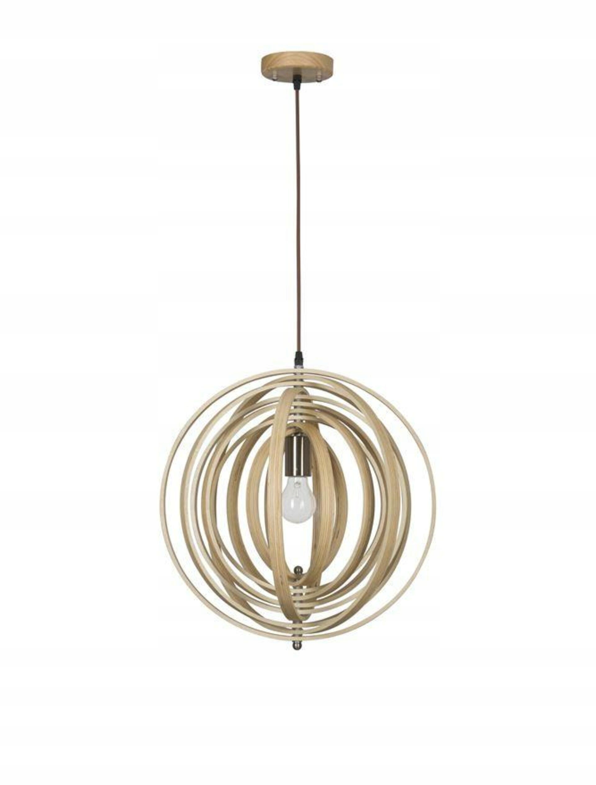 Nova Luce závesné svietidlo Asco prírodné drevo hnedý textilný kábel E27 1x1