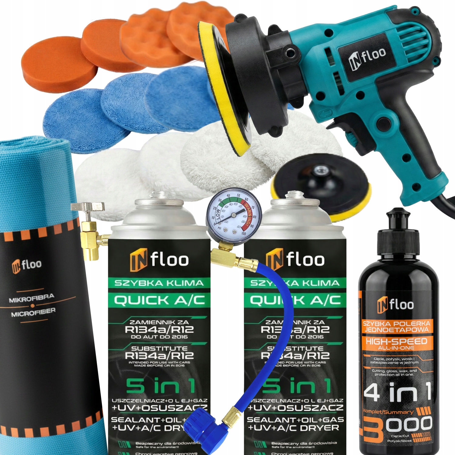 Sada INfloo 2xR134a 5V1+KABEL+LEŠTIDLO+LEŠTÍCÍ Pasta 4v1+MIKROVLÁKNO