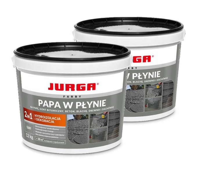 2xPapa w płynie kolor szary 12 kg Jurga wodoodporna farba na dach