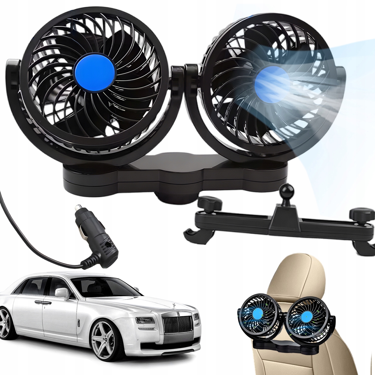 Ventilátor Do Auta 12V Větrák Silný A Tichý Pod Zapalovač Přísavka