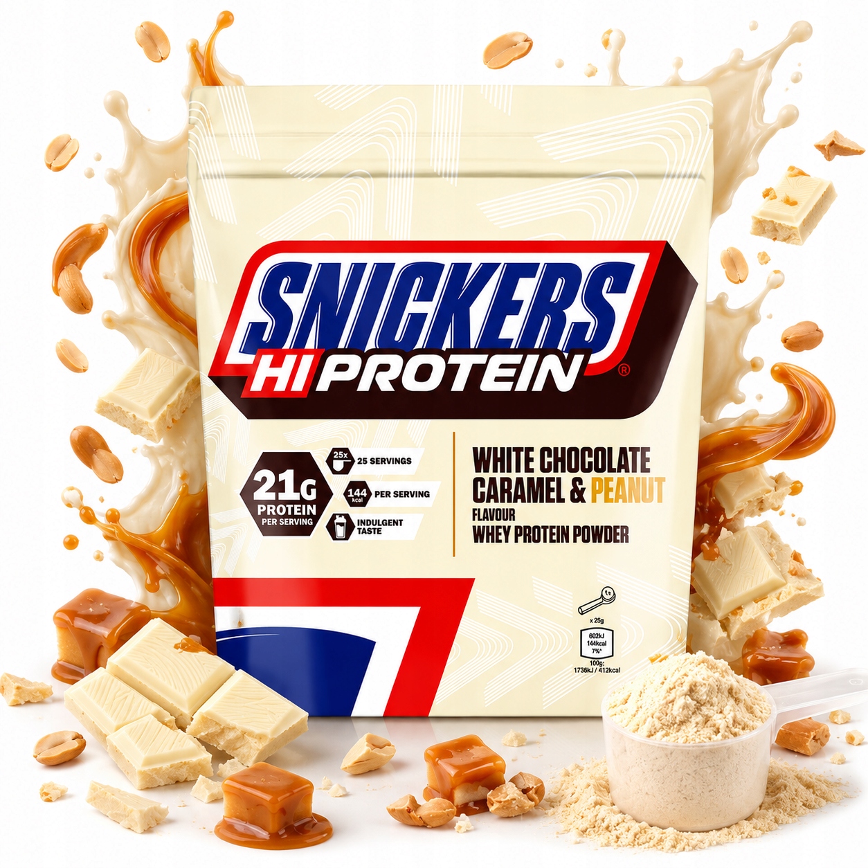 Mars Snickers White Hi Protein Powder 455 g wpc concentrate bílá čokoláda
