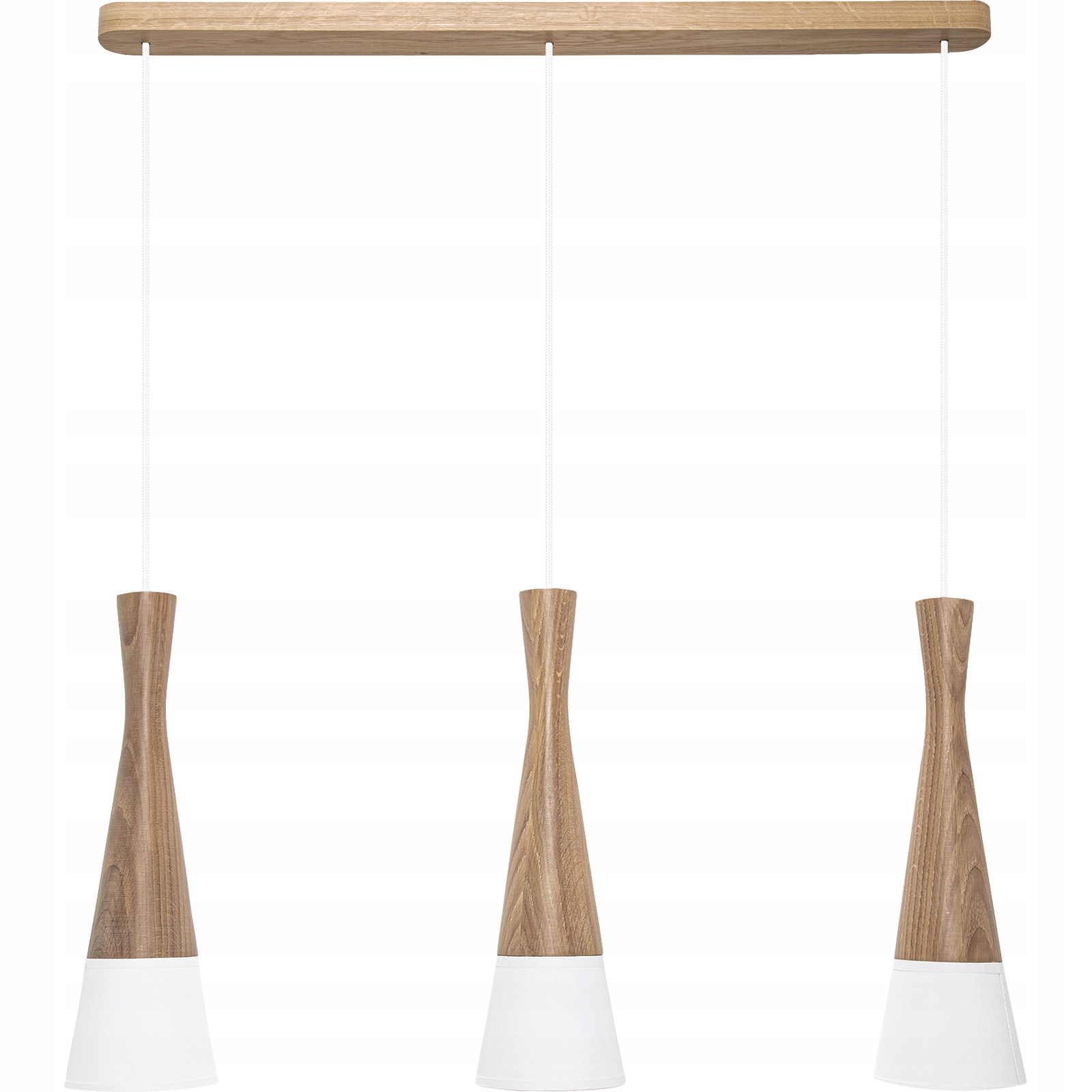 Dębowa Lampa Wisząca Potrójna Lampa Abażur Led