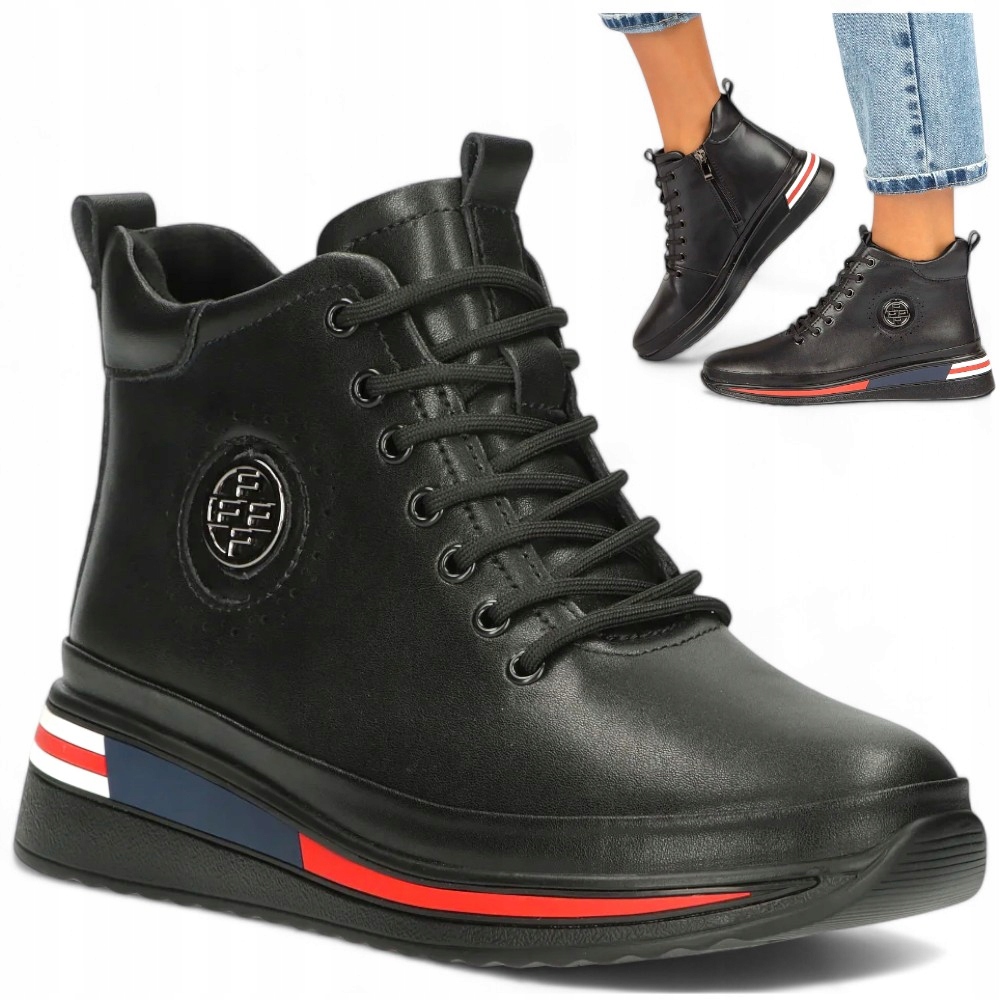 Dámské kotníkové boty Kožené 36 Podzimní polobotky Filippo Pohodlné Černé Platforma