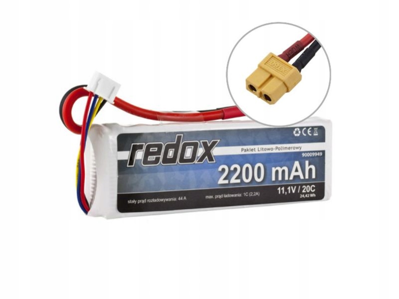 Balíček Akumulátor Redox LiPo 11,1V 2200mAh 20c