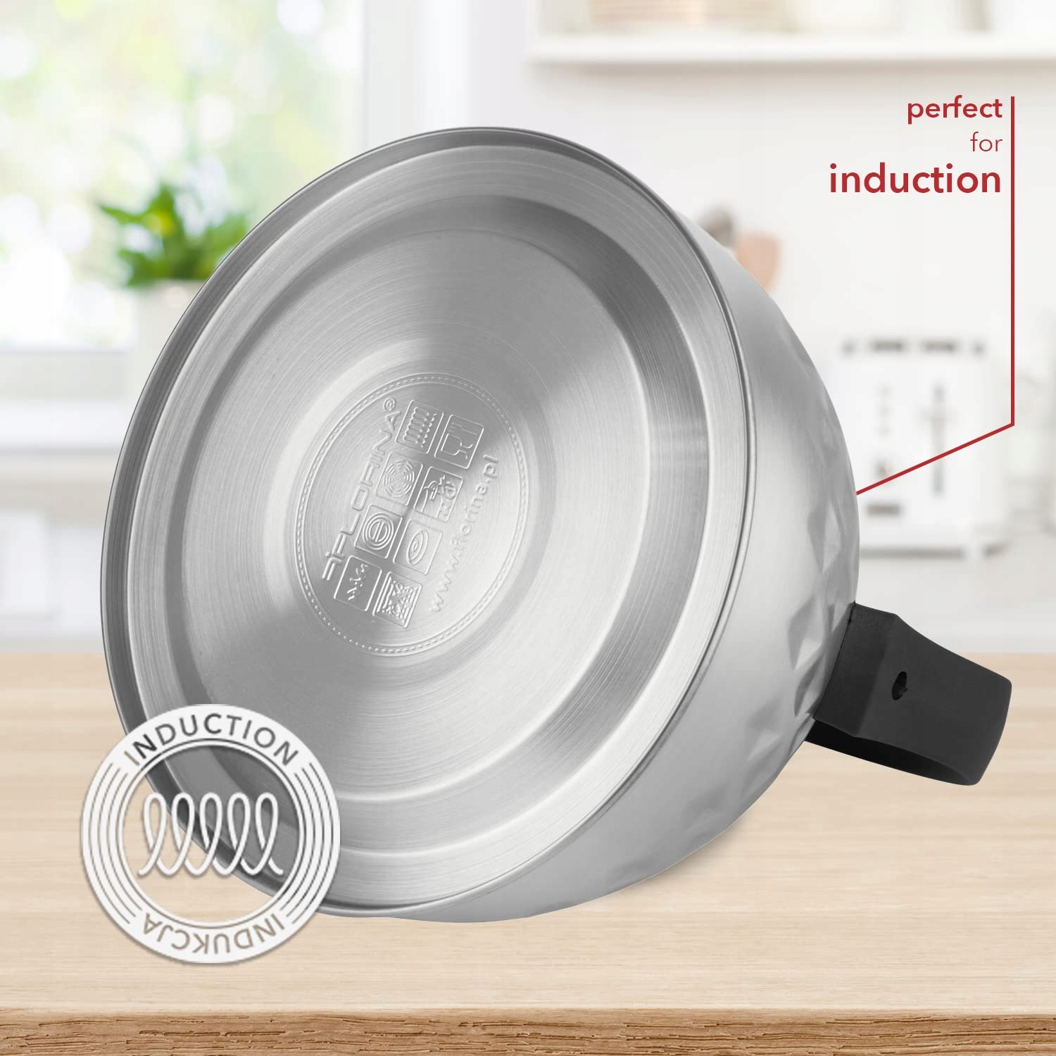 FLORINA Czajnik Indukcyjny 2,5L Stal Nierdzewna Uchwyt Cool Touch — miniatura 4