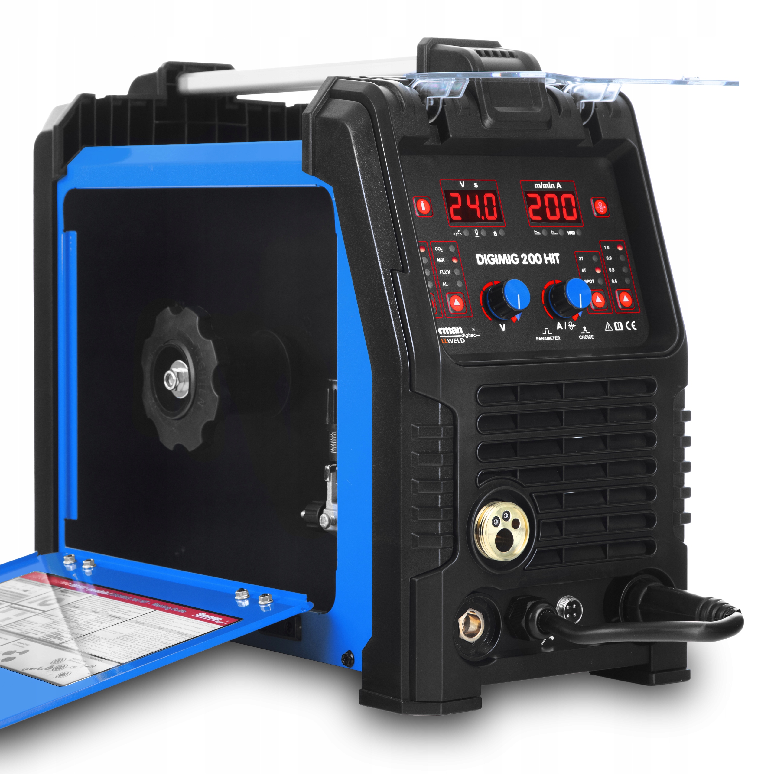 SPAWARKA INWERTOROWA SHERMAN DIGIMIG 200 HIT SYNERGIA MIG MMA TIG 200A 230V Długość kabla masowego 200 cm