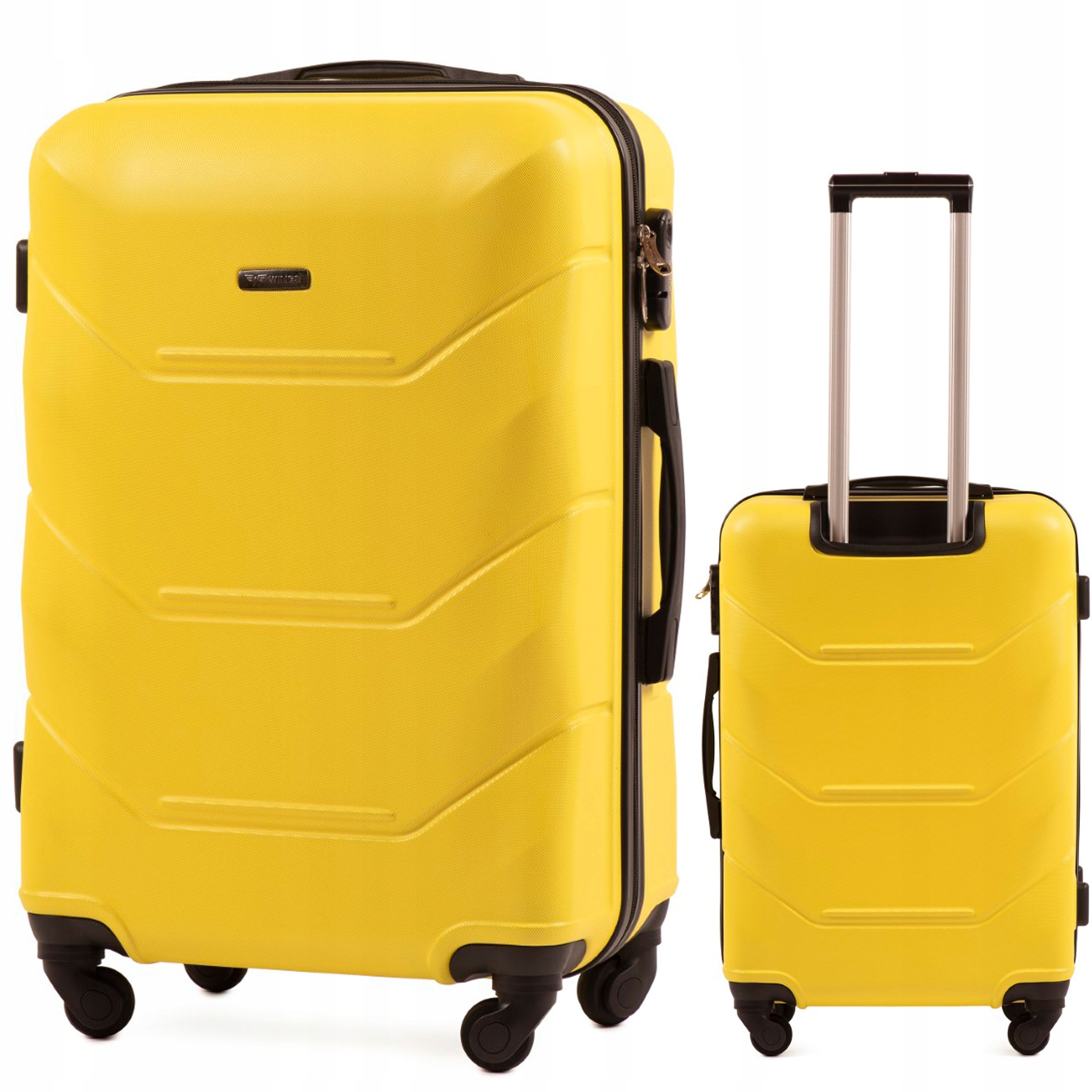 Pojemna Walizka Średnia M 24" 63L Solidna 4 Koła Wings 147 Żółty