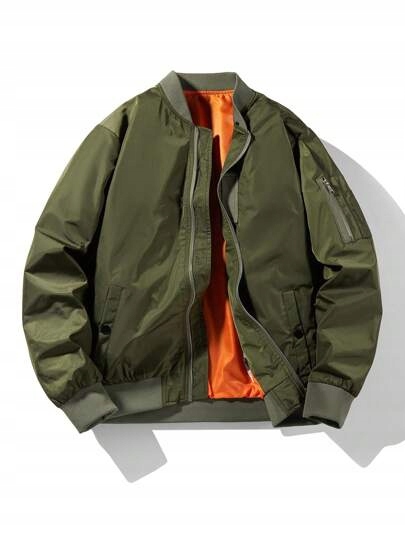 Shein Pánská Bunda Bomber Khaki Na Zip L_a