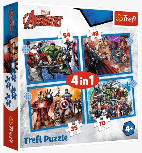 

Puzzle 4w1 Odważni Avengersi 35/48/54/70 el Marvel
