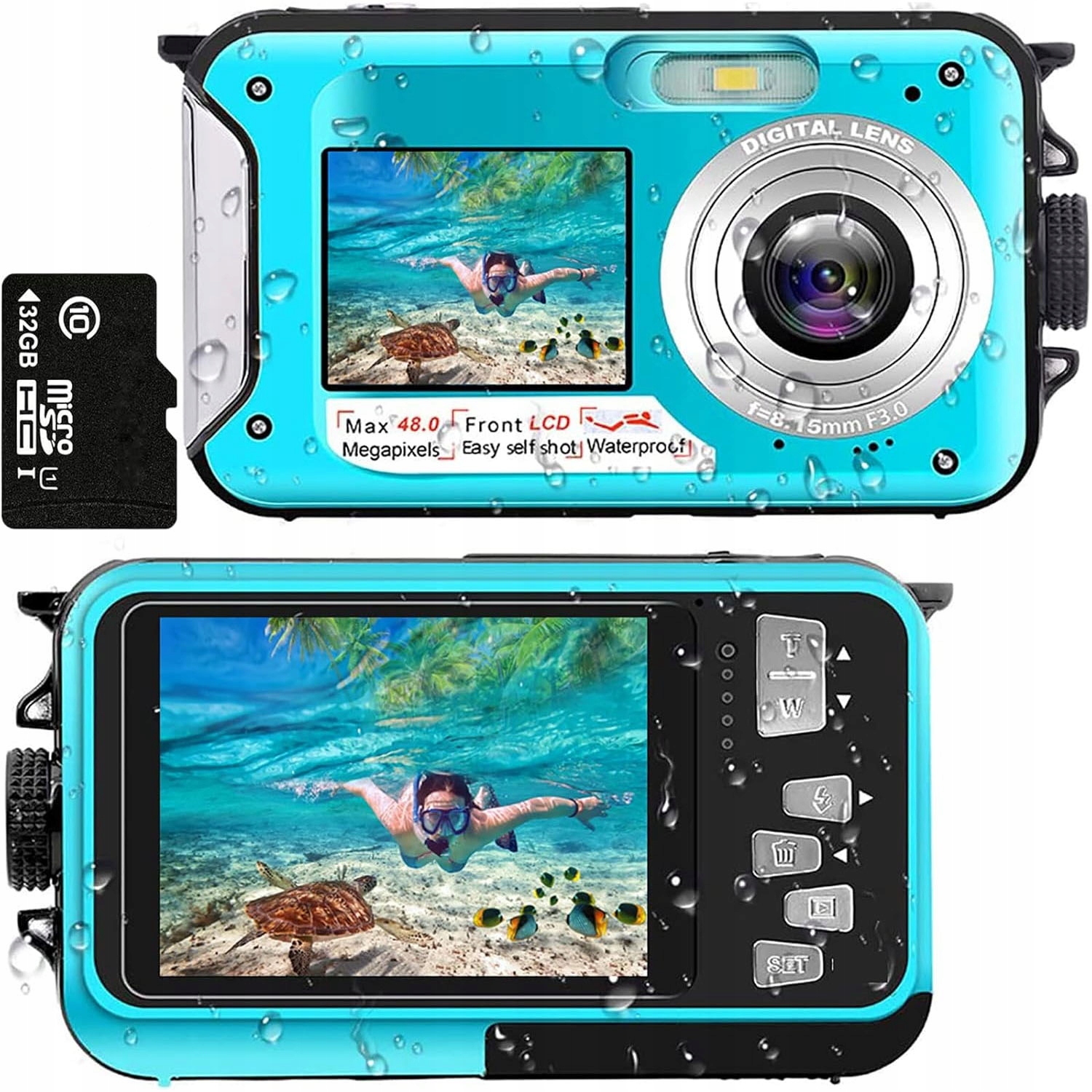 Kompaktní Digitální Fotoaparát Podvodní Fotoaparát Hd 4K 48MP 32G 1 Baterie